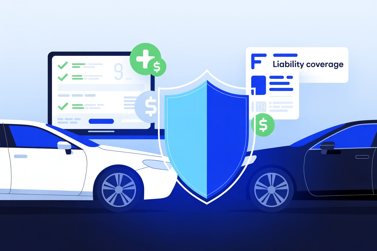 Liability car insurance concept showing accident coverage and financial protection for damages to others