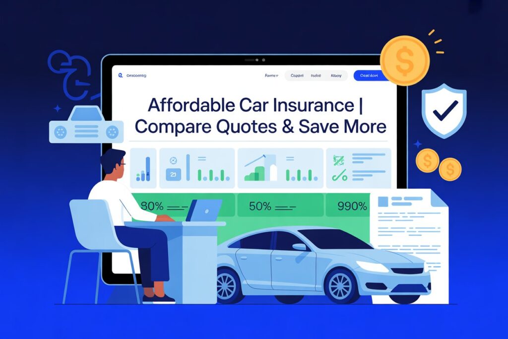 Driver comparing affordable car insurance quotes online with coverage and savings options