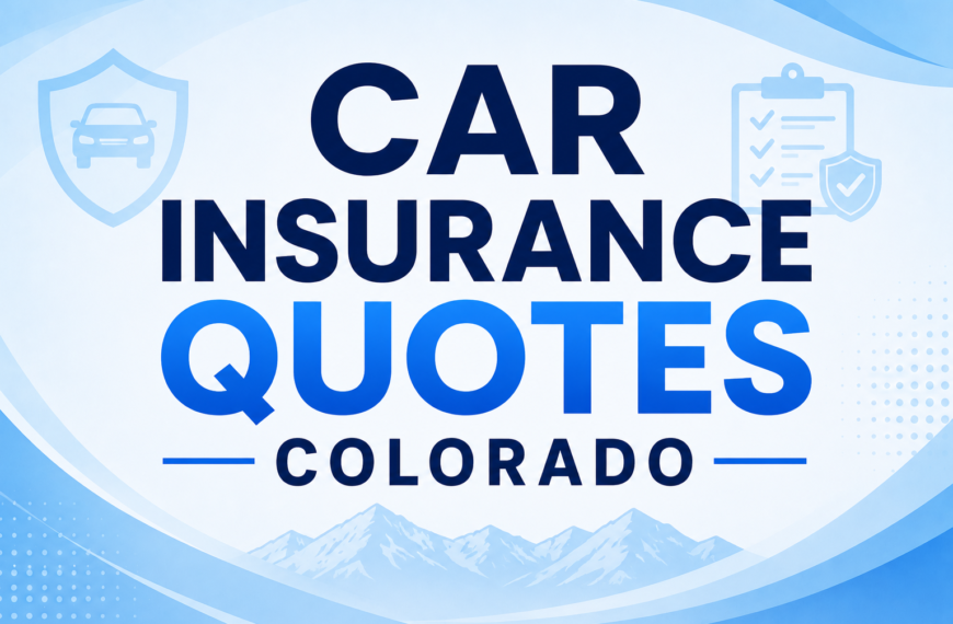 Car Insurance Quotes Colorado blog banner with a modern light blue and white background.